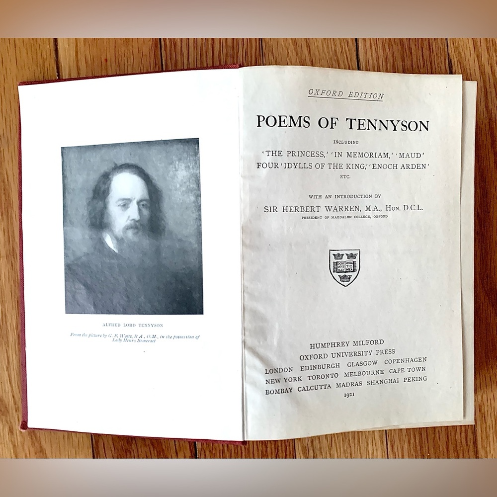 Oxford Edition Poems of Tennyson Hardcover Antique Book